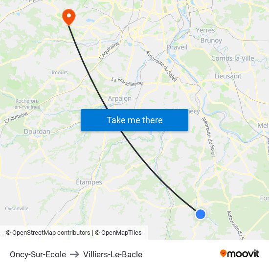 Oncy-Sur-Ecole to Villiers-Le-Bacle map