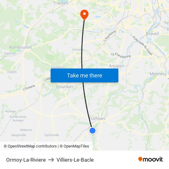 Ormoy-La-Riviere to Villiers-Le-Bacle map