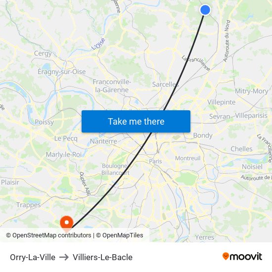 Orry-La-Ville to Villiers-Le-Bacle map