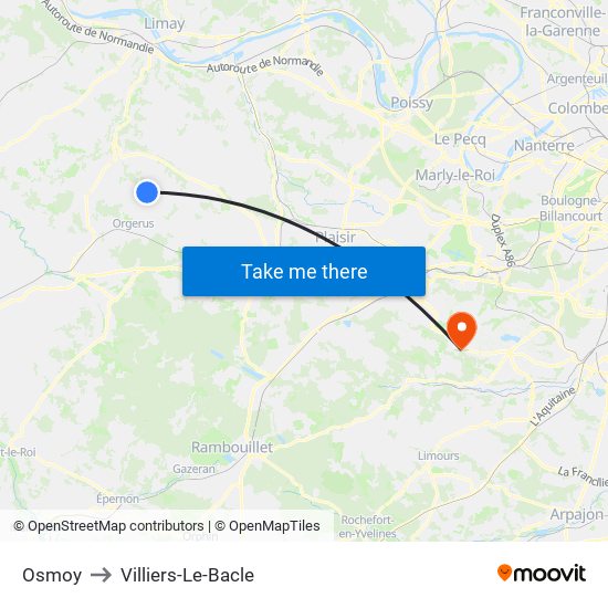 Osmoy to Villiers-Le-Bacle map