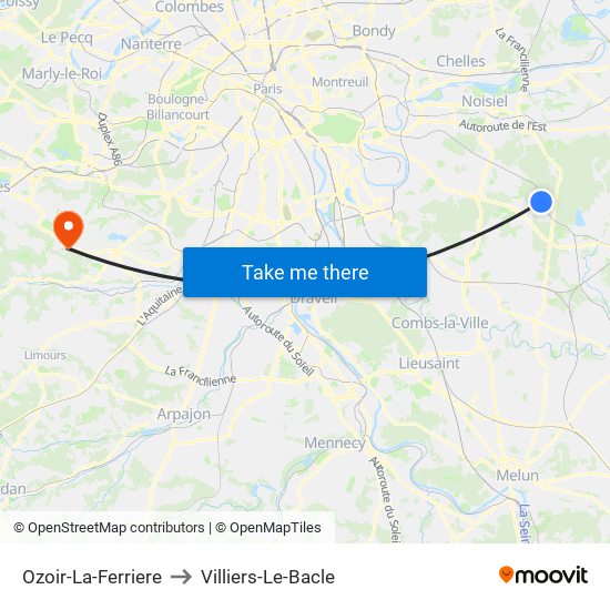 Ozoir-La-Ferriere to Villiers-Le-Bacle map