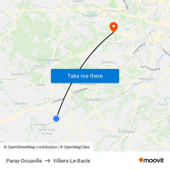 Paray-Douaville to Villiers-Le-Bacle map