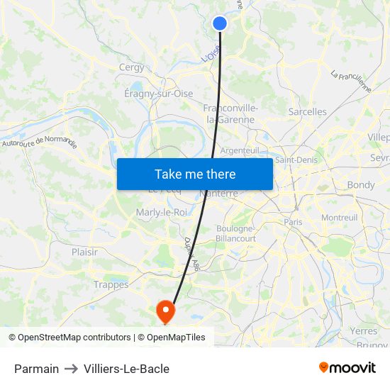 Parmain to Villiers-Le-Bacle map