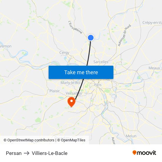 Persan to Villiers-Le-Bacle map