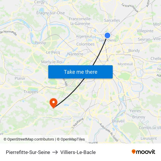 Pierrefitte-Sur-Seine to Villiers-Le-Bacle map