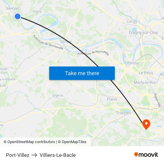Port-Villez to Villiers-Le-Bacle map
