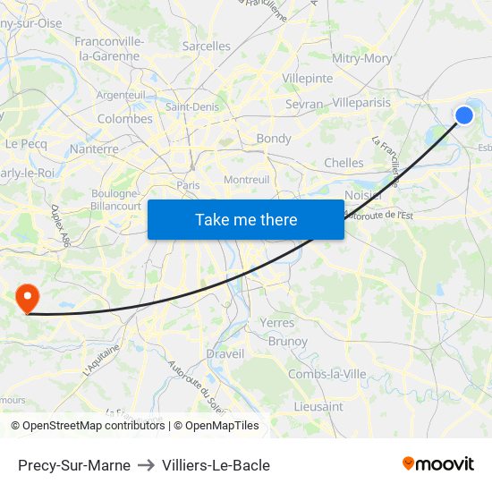 Precy-Sur-Marne to Villiers-Le-Bacle map