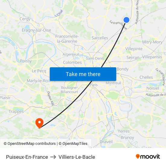 Puiseux-En-France to Villiers-Le-Bacle map