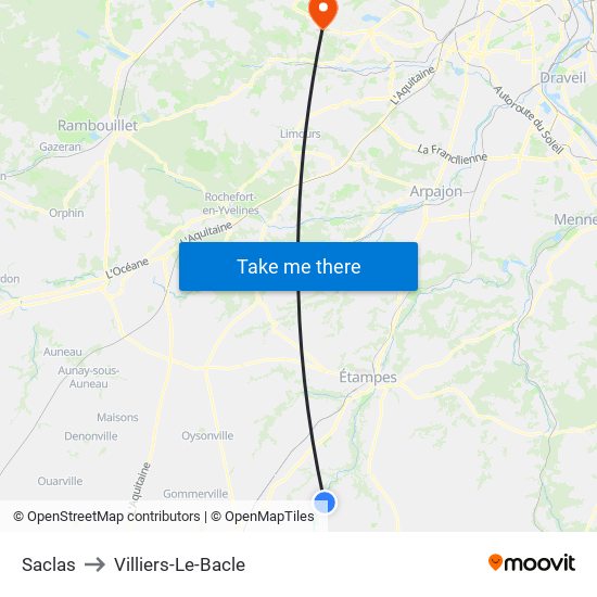 Saclas to Villiers-Le-Bacle map
