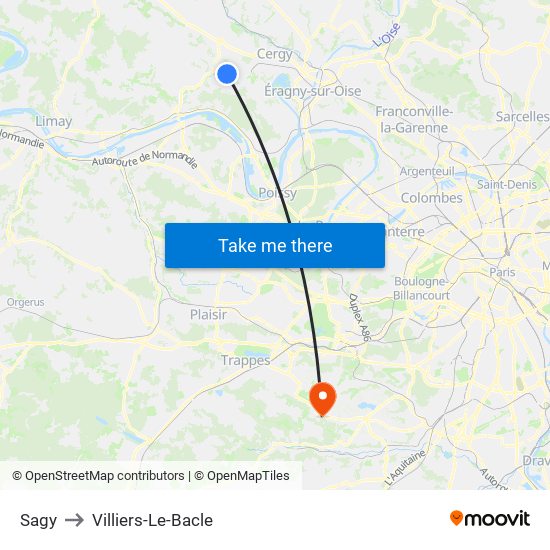 Sagy to Villiers-Le-Bacle map