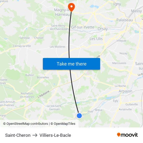 Saint-Cheron to Villiers-Le-Bacle map