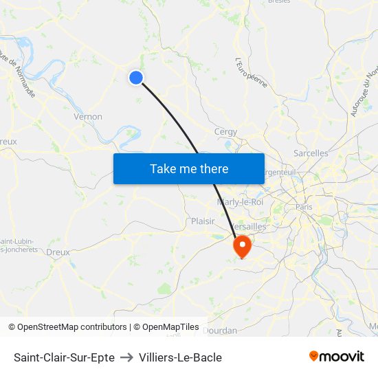 Saint-Clair-Sur-Epte to Villiers-Le-Bacle map