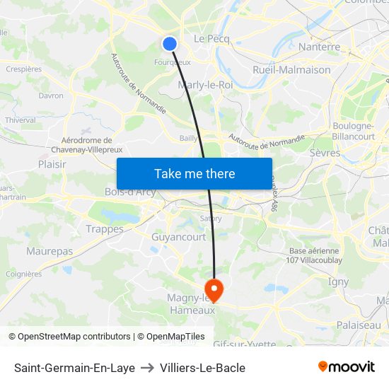 Saint-Germain-En-Laye to Villiers-Le-Bacle map