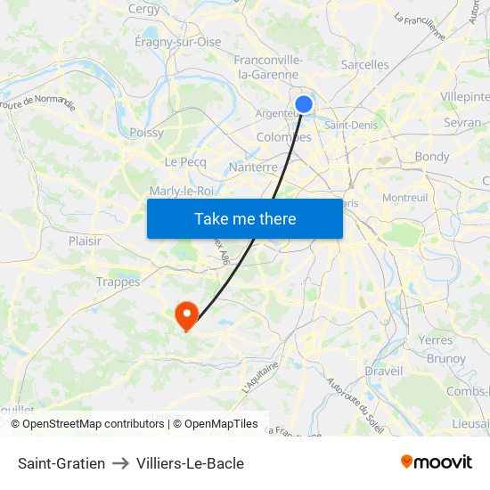 Saint-Gratien to Villiers-Le-Bacle map