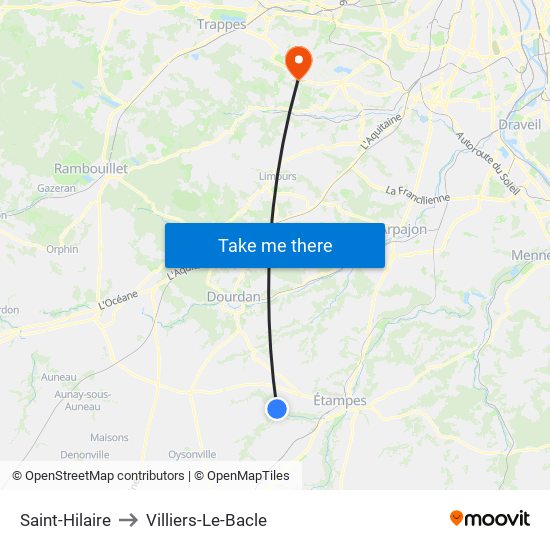 Saint-Hilaire to Villiers-Le-Bacle map