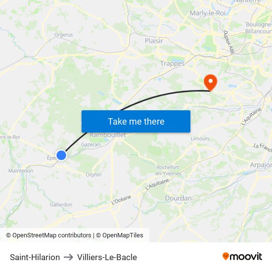 Saint-Hilarion to Villiers-Le-Bacle map