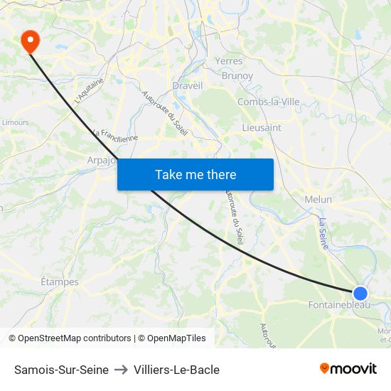 Samois-Sur-Seine to Villiers-Le-Bacle map