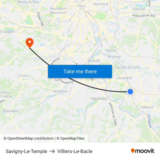 Savigny-Le-Temple to Villiers-Le-Bacle map