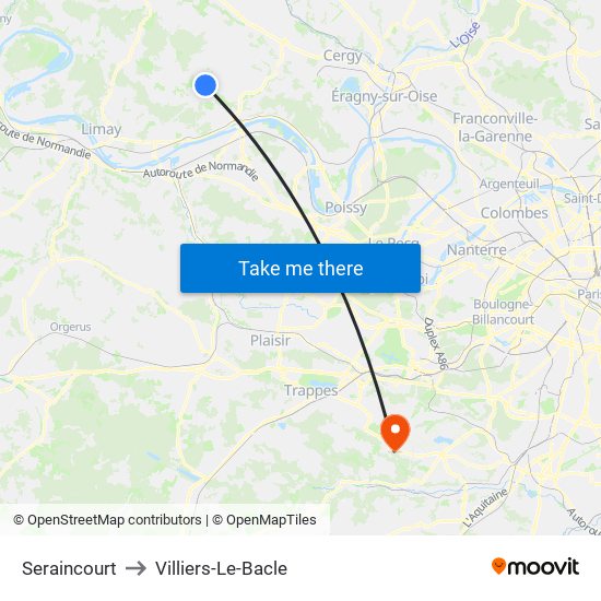 Seraincourt to Villiers-Le-Bacle map