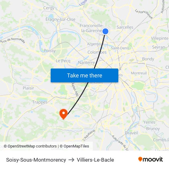 Soisy-Sous-Montmorency to Villiers-Le-Bacle map