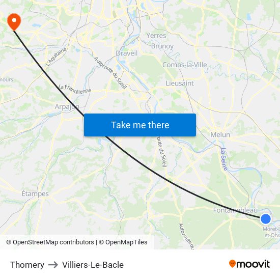 Thomery to Villiers-Le-Bacle map