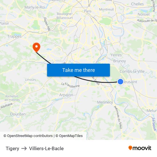 Tigery to Villiers-Le-Bacle map