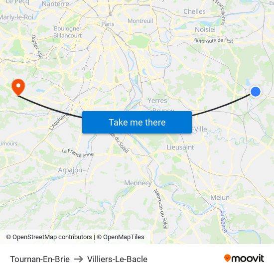 Tournan-En-Brie to Villiers-Le-Bacle map