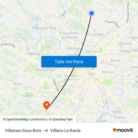 Villaines-Sous-Bois to Villiers-Le-Bacle map