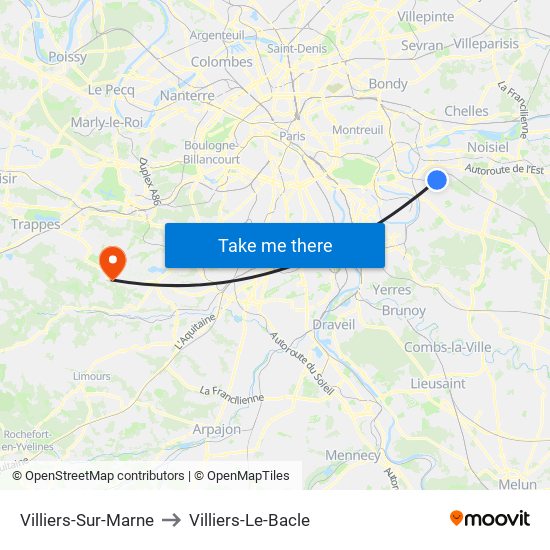 Villiers-Sur-Marne to Villiers-Le-Bacle map