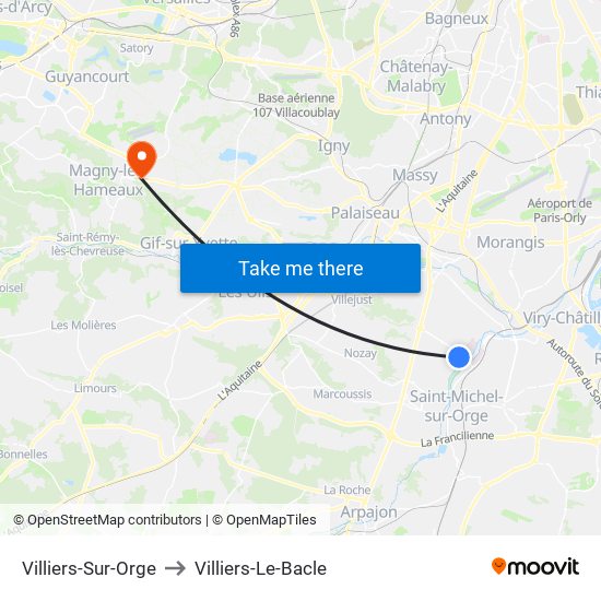 Villiers-Sur-Orge to Villiers-Le-Bacle map