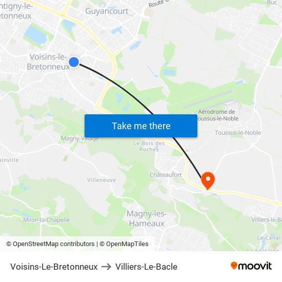 Voisins-Le-Bretonneux to Villiers-Le-Bacle map