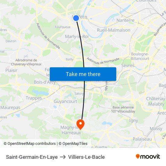 Saint-Germain-En-Laye to Villiers-Le-Bacle map