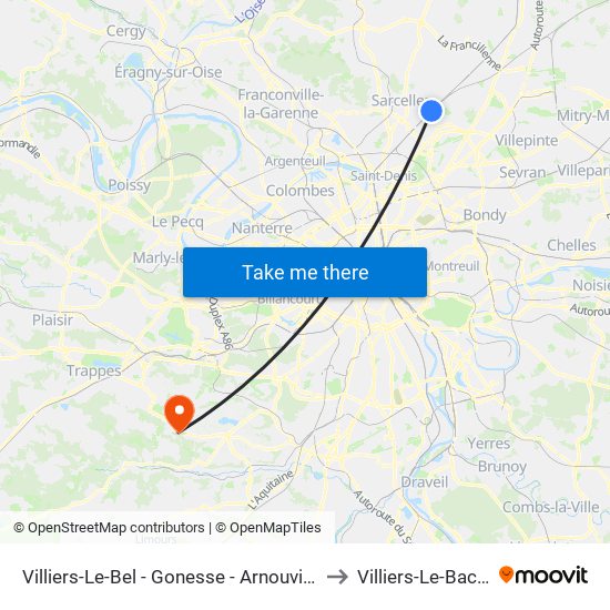 Villiers-Le-Bel - Gonesse - Arnouville to Villiers-Le-Bacle map
