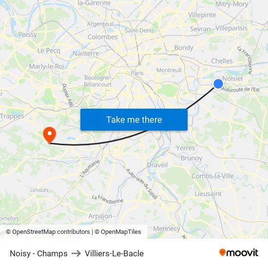 Noisy - Champs to Villiers-Le-Bacle map