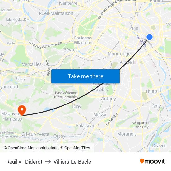 Reuilly - Diderot to Villiers-Le-Bacle map
