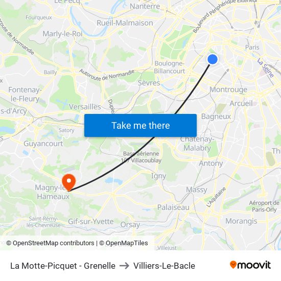La Motte-Picquet - Grenelle to Villiers-Le-Bacle map