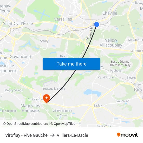 Viroflay - Rive Gauche to Villiers-Le-Bacle map