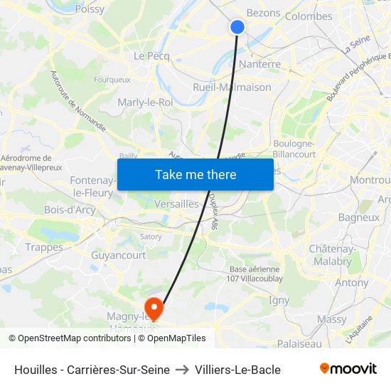 Houilles - Carrières-Sur-Seine to Villiers-Le-Bacle map