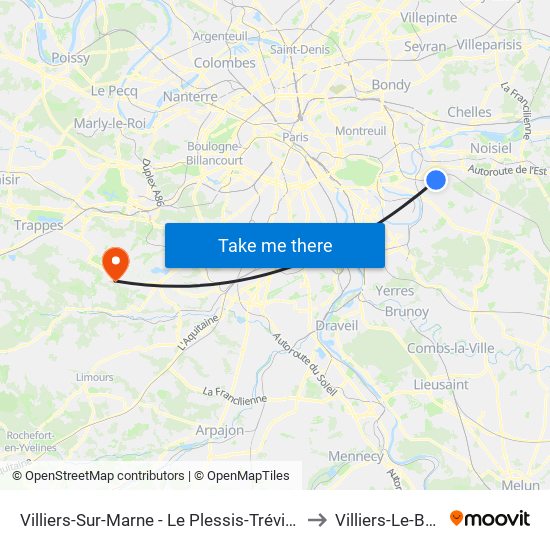 Villiers-Sur-Marne - Le Plessis-Trévise RER to Villiers-Le-Bacle map