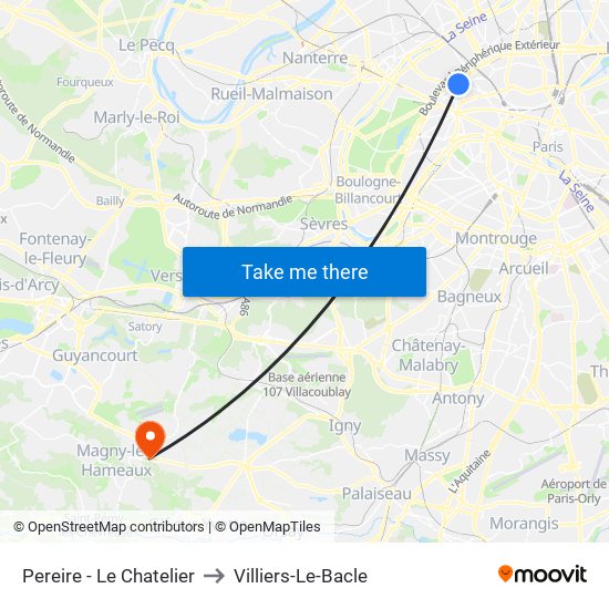 Pereire - Le Chatelier to Villiers-Le-Bacle map