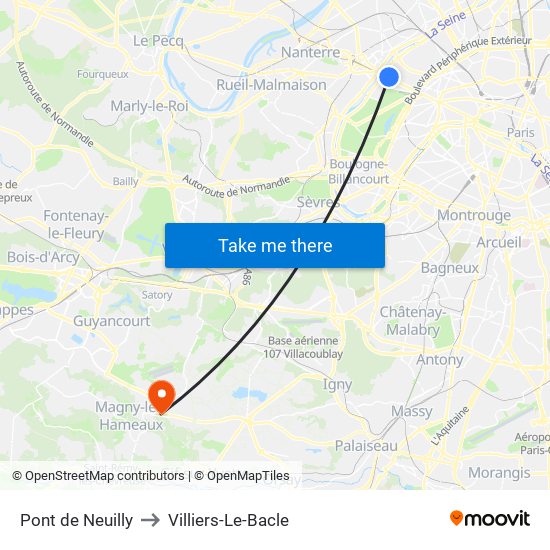 Pont de Neuilly to Villiers-Le-Bacle map