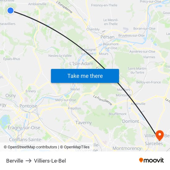 Berville to Villiers-Le-Bel map