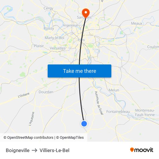 Boigneville to Villiers-Le-Bel map