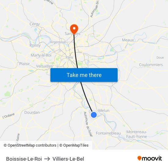 Boissise-Le-Roi to Villiers-Le-Bel map