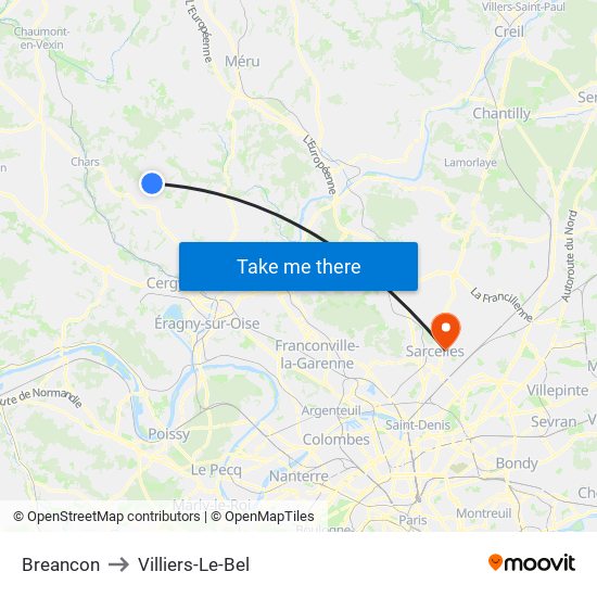 Breancon to Villiers-Le-Bel map