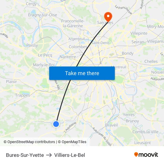 Bures-Sur-Yvette to Villiers-Le-Bel map