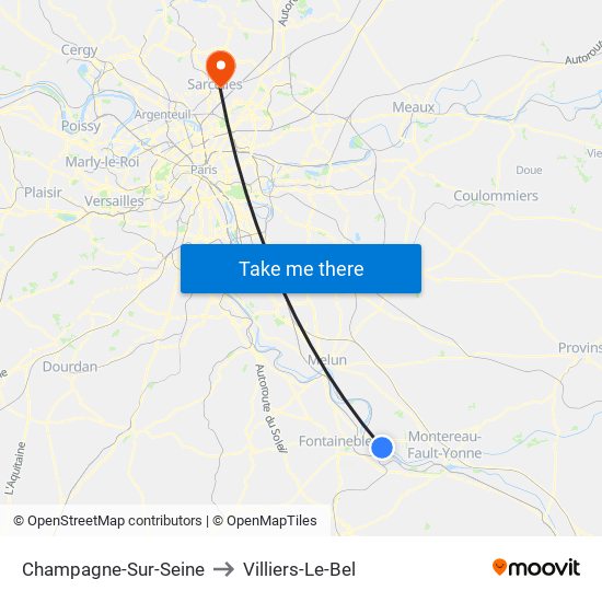 Champagne-Sur-Seine to Villiers-Le-Bel map