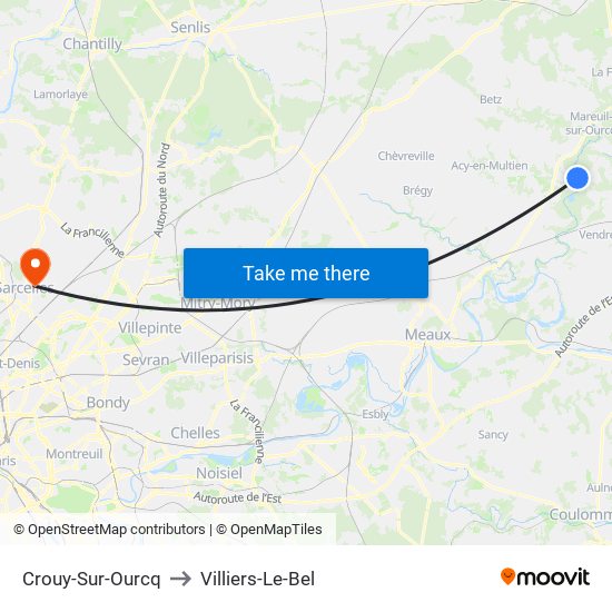 Crouy-Sur-Ourcq to Villiers-Le-Bel map