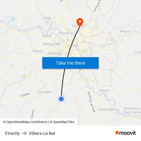 Etrechy to Villiers-Le-Bel map