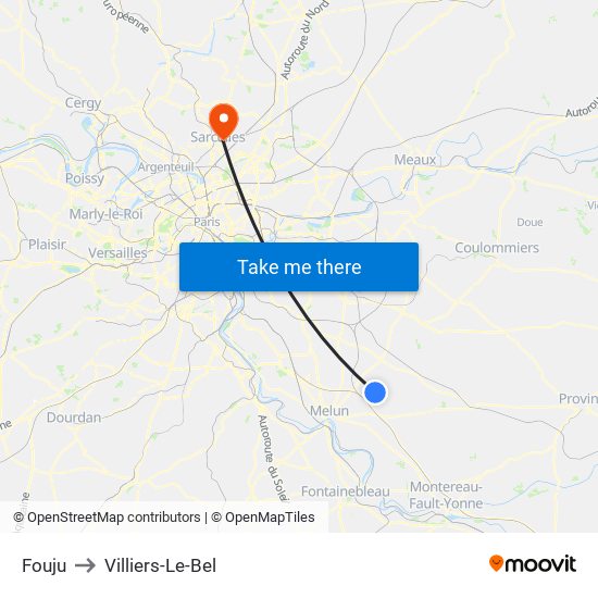 Fouju to Villiers-Le-Bel map